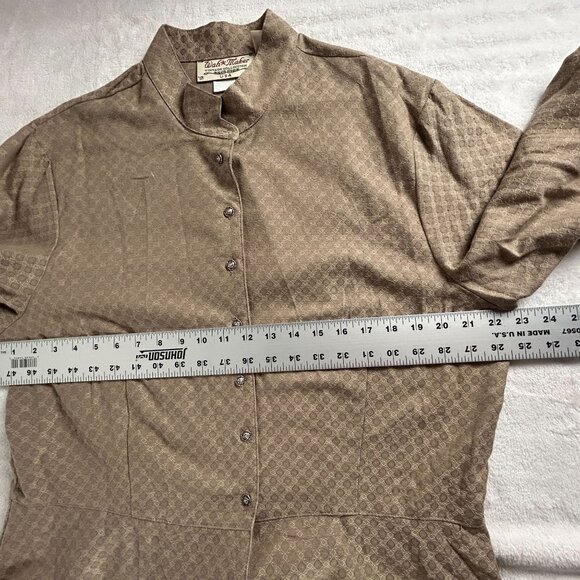Wah Maker Vintage Collection Womens XXL Beige Jacquard Long Sleeve Shirt USA - Picture 7 of 8